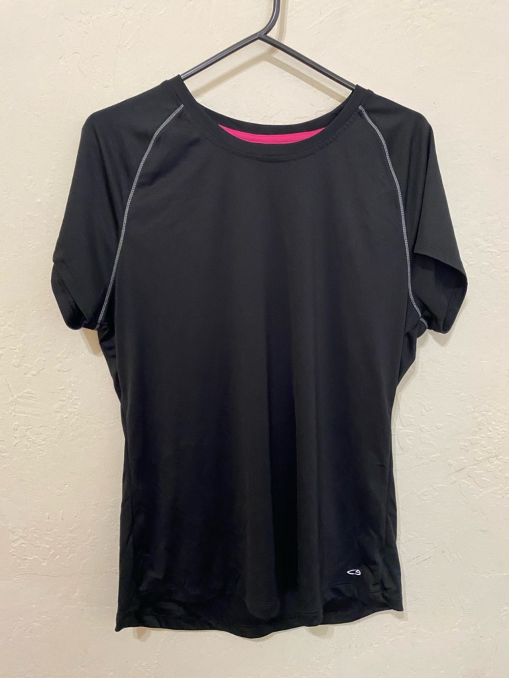 Champion Black Athletic Tee with Pink Neck Trim